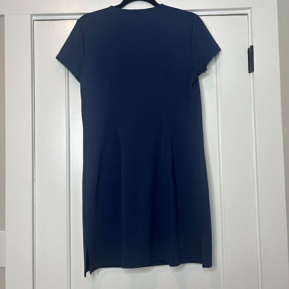 Sail to Sable Navy Blue Short Sleeve Shift Dress with Fringe Detail size Small - Picture 3 of 6